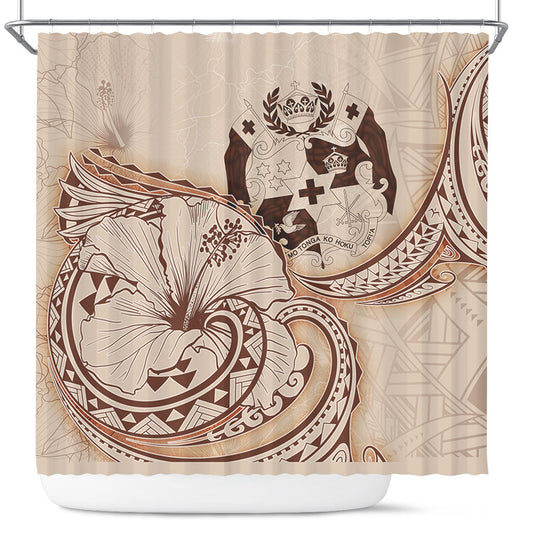Tonga Shower Curtain Hibiscus Flower Vintage Style
