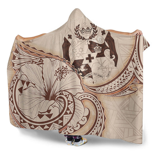 Tonga Hooded Blanket Hibiscus Flower Vintage Style