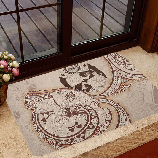 Tonga Door Mat Hibiscus Flower Vintage Style
