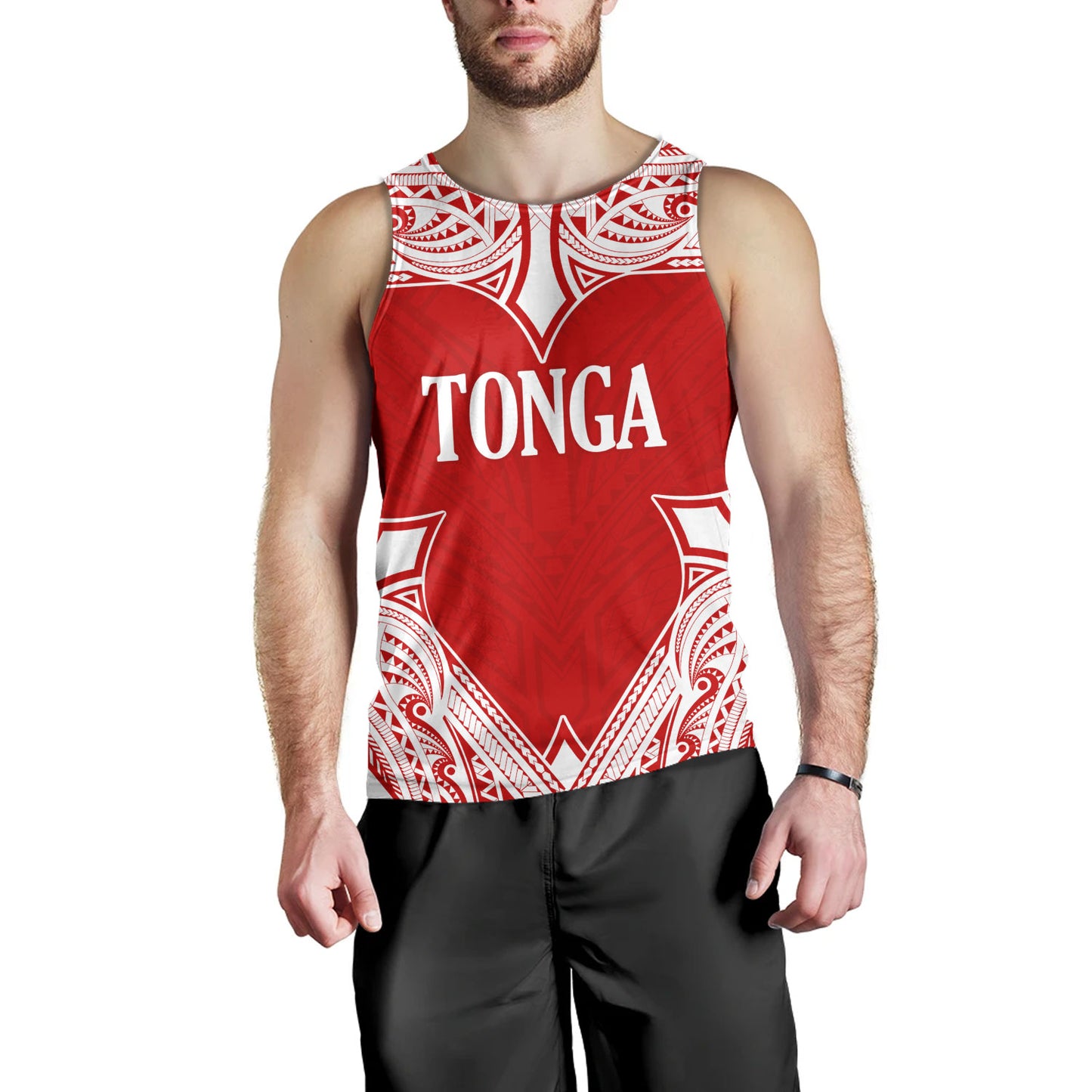 Tonga Tank Top - Custom Coat Of Arms With Patterns Flag Color