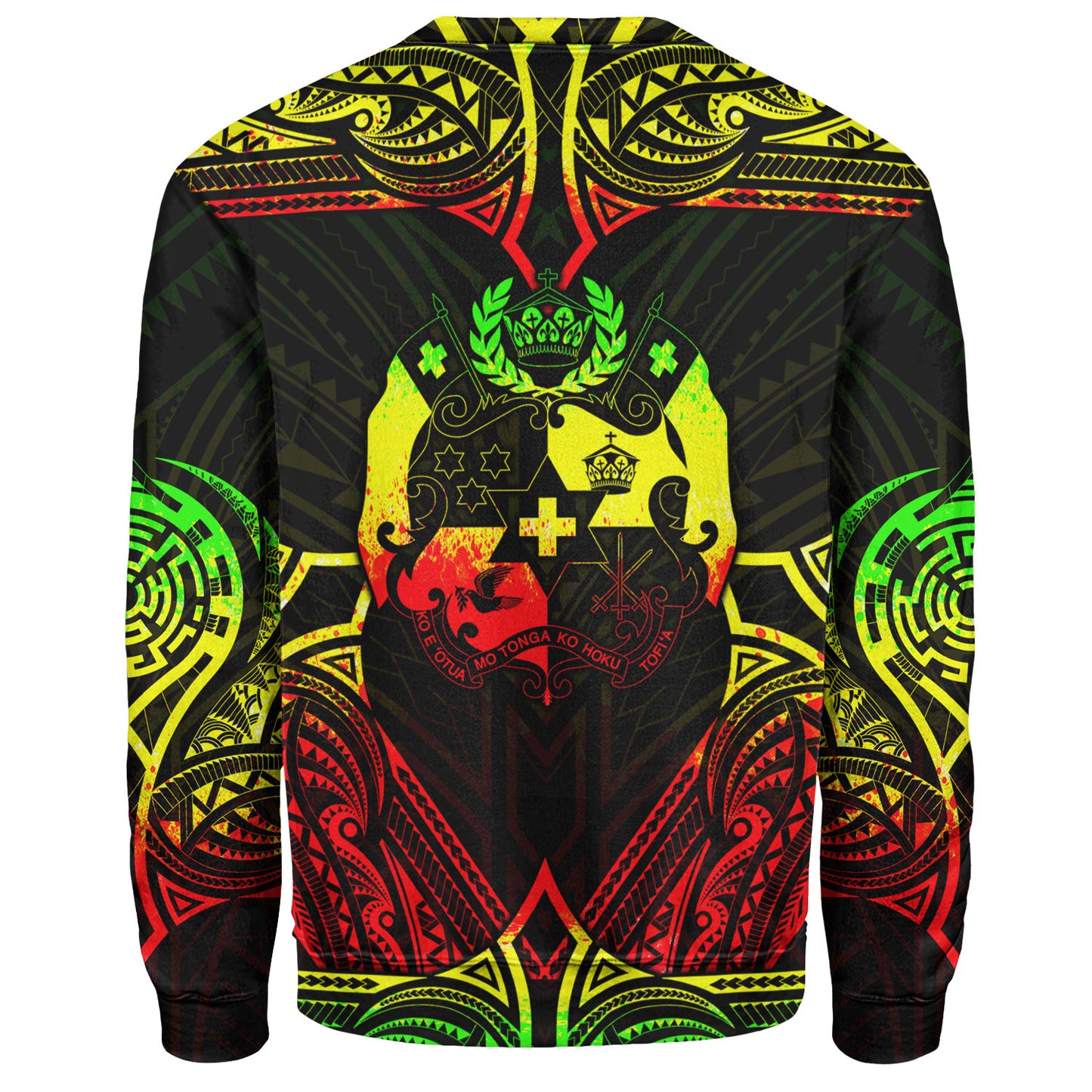 Tonga Custom Personalised Sweatshirt Coat Of Arms With Patterns Reggae Color