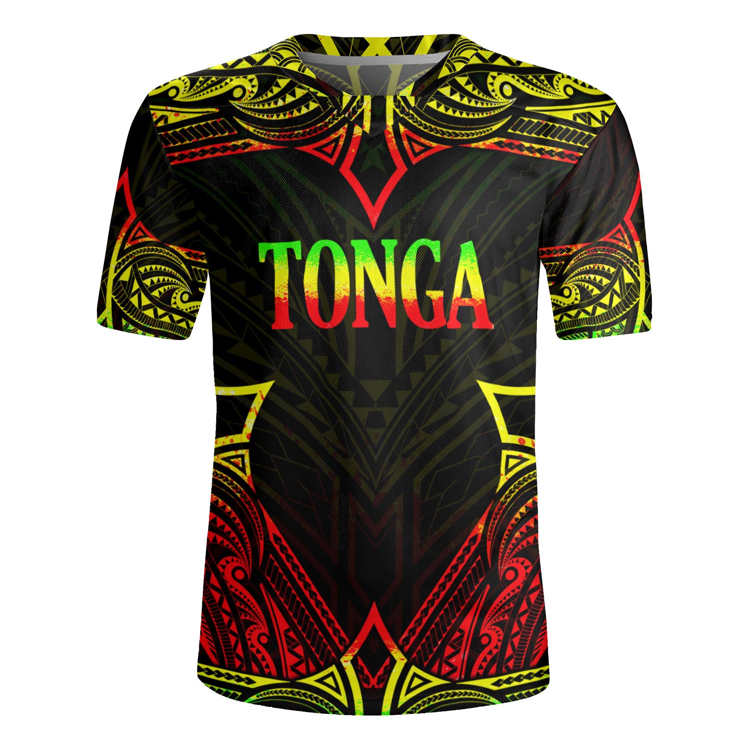 Tonga Custom Personalised Rugby Jersey Coat Of Arms With Patterns Reggae Color