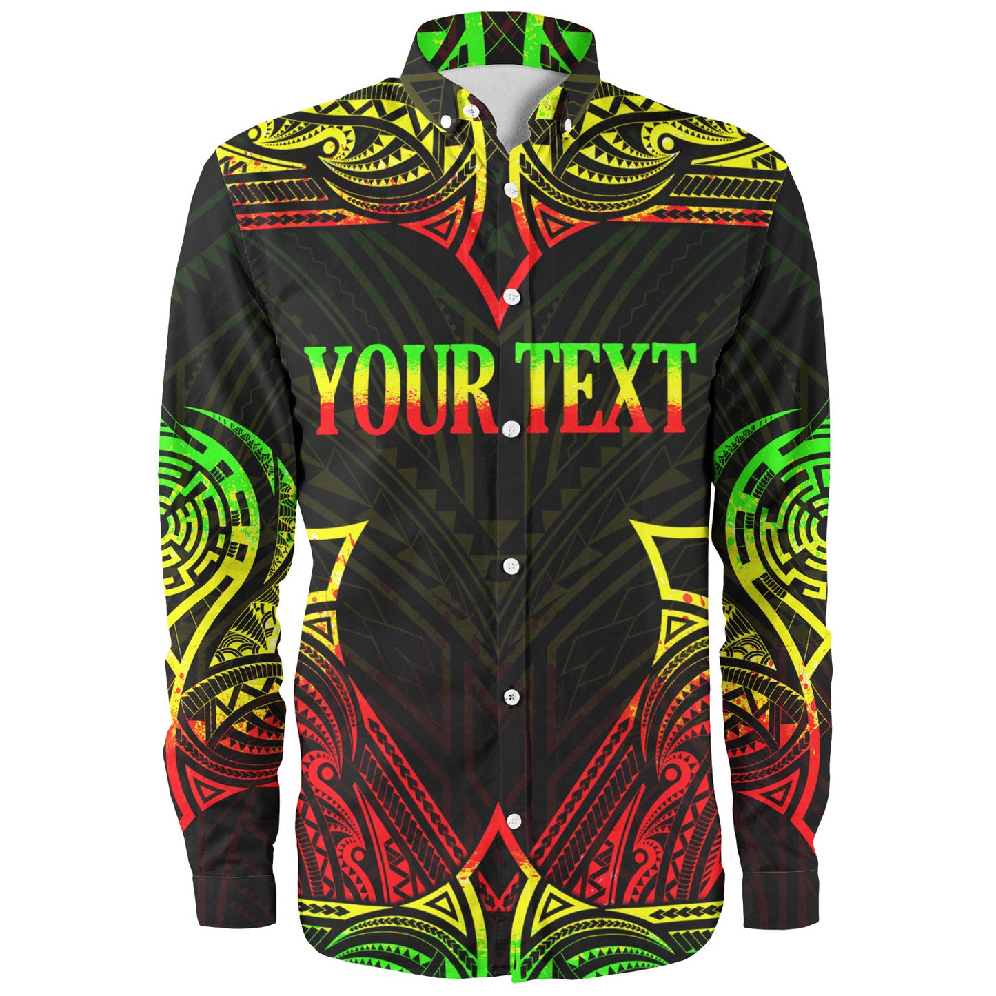 Tonga Custom Personalised Long Sleeve Shirt Coat Of Arms With Patterns Reggae Color