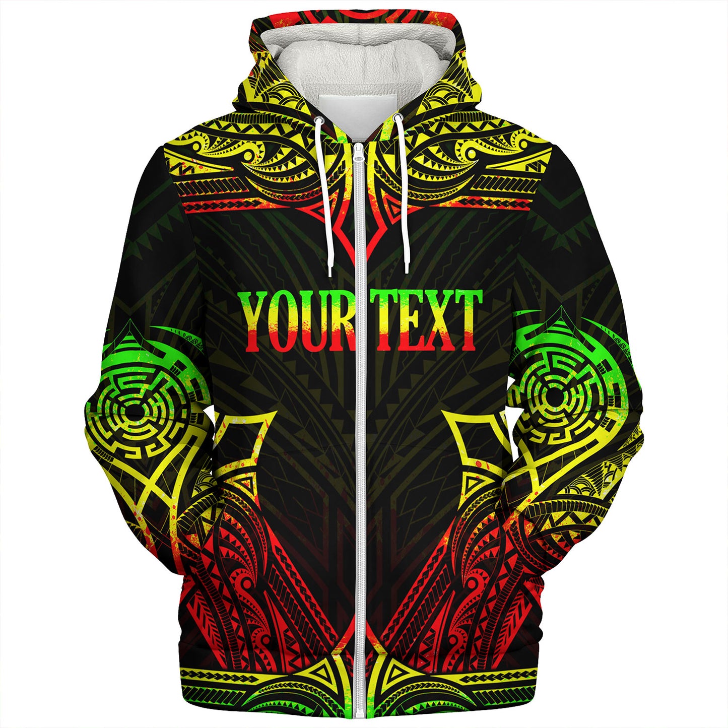 Tonga Custom Personalised Sherpa Hoodie Coat Of Arms With Patterns Reggae Color