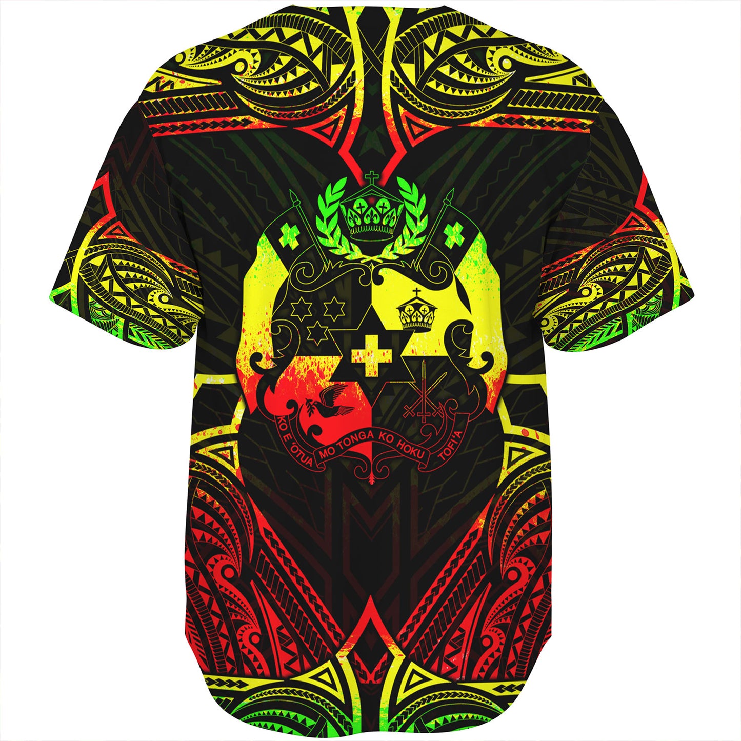 Tonga Custom Personalised Baseball Shirt Coat Of Arms With Patterns Reggae Color