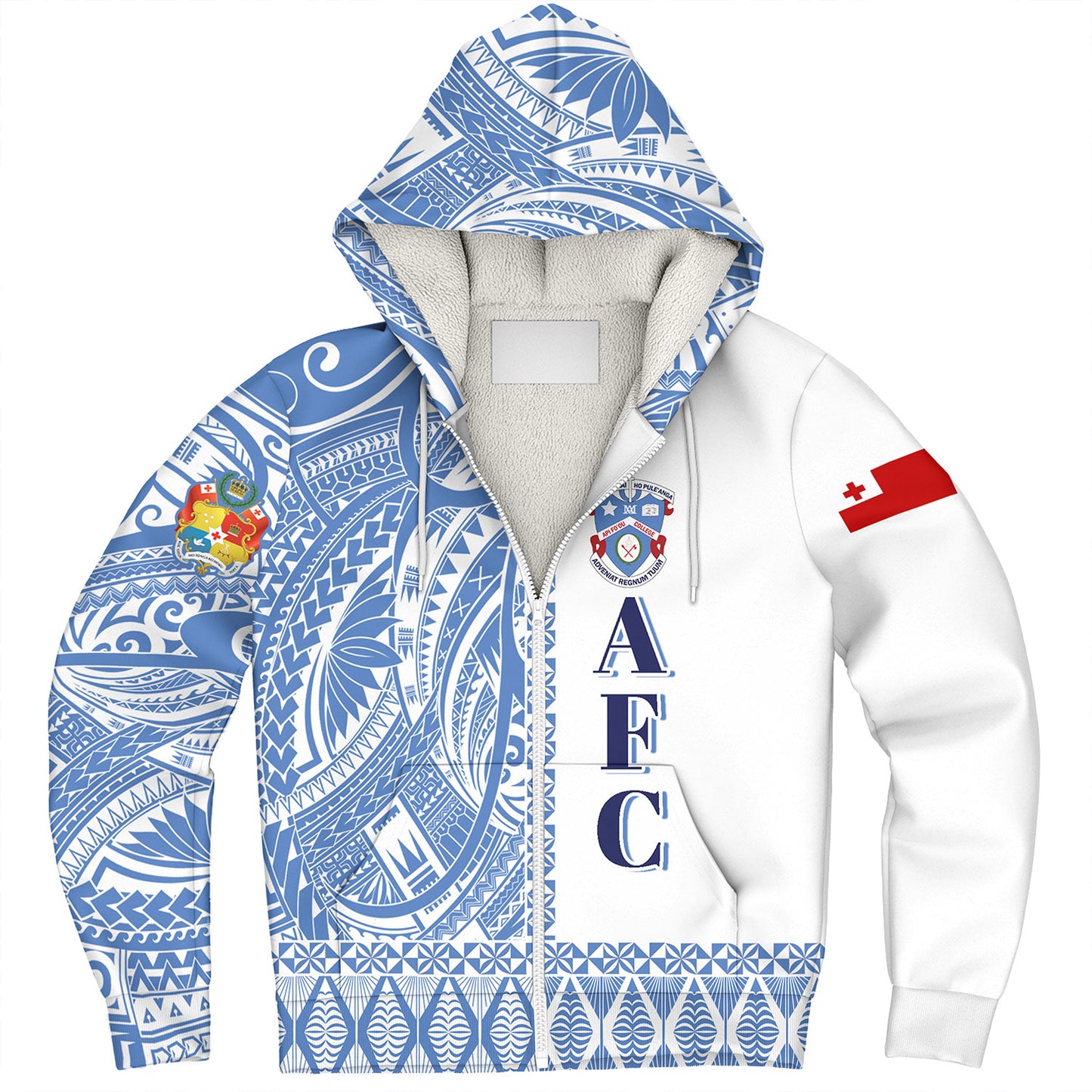 Tonga Custom Personalised Sherpa Hoodie Apifo'ou College Simple Ngatu Patterns