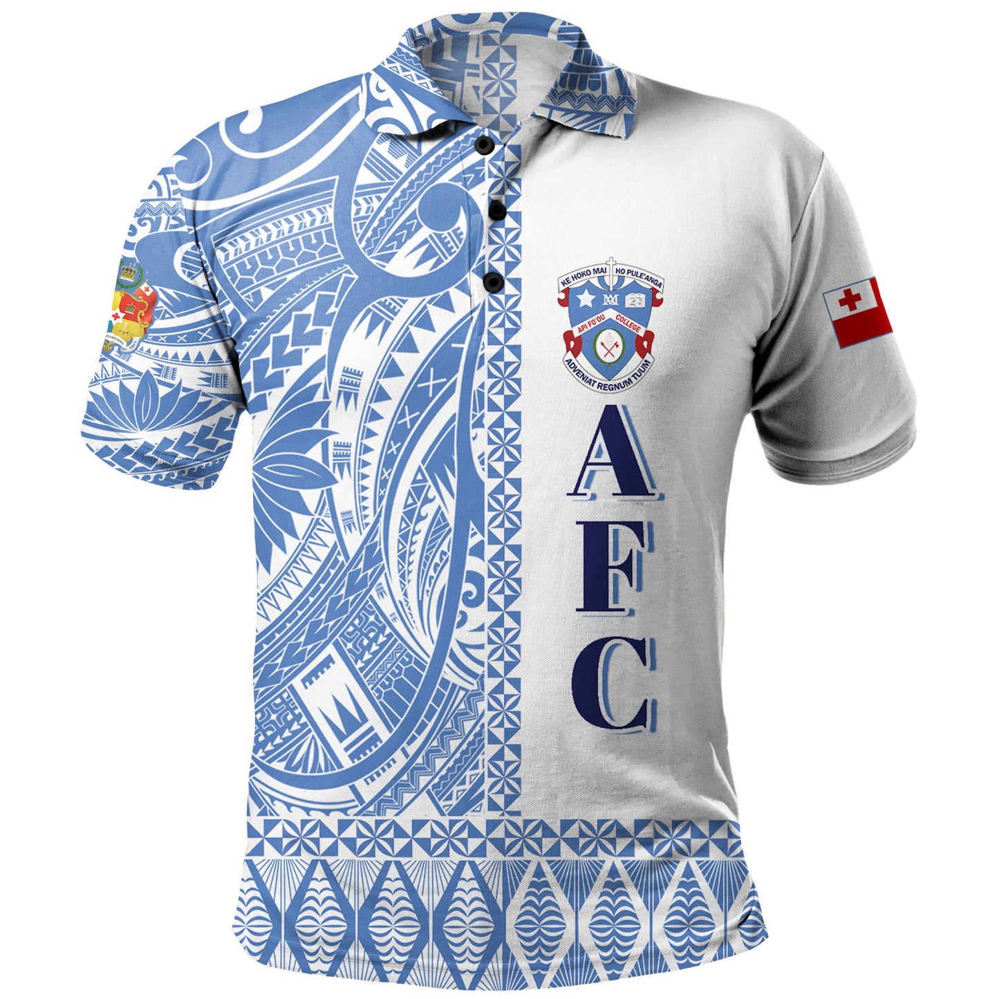 Tonga Custom Personalised Polo Shirt Apifo'ou College Simple Ngatu Patterns