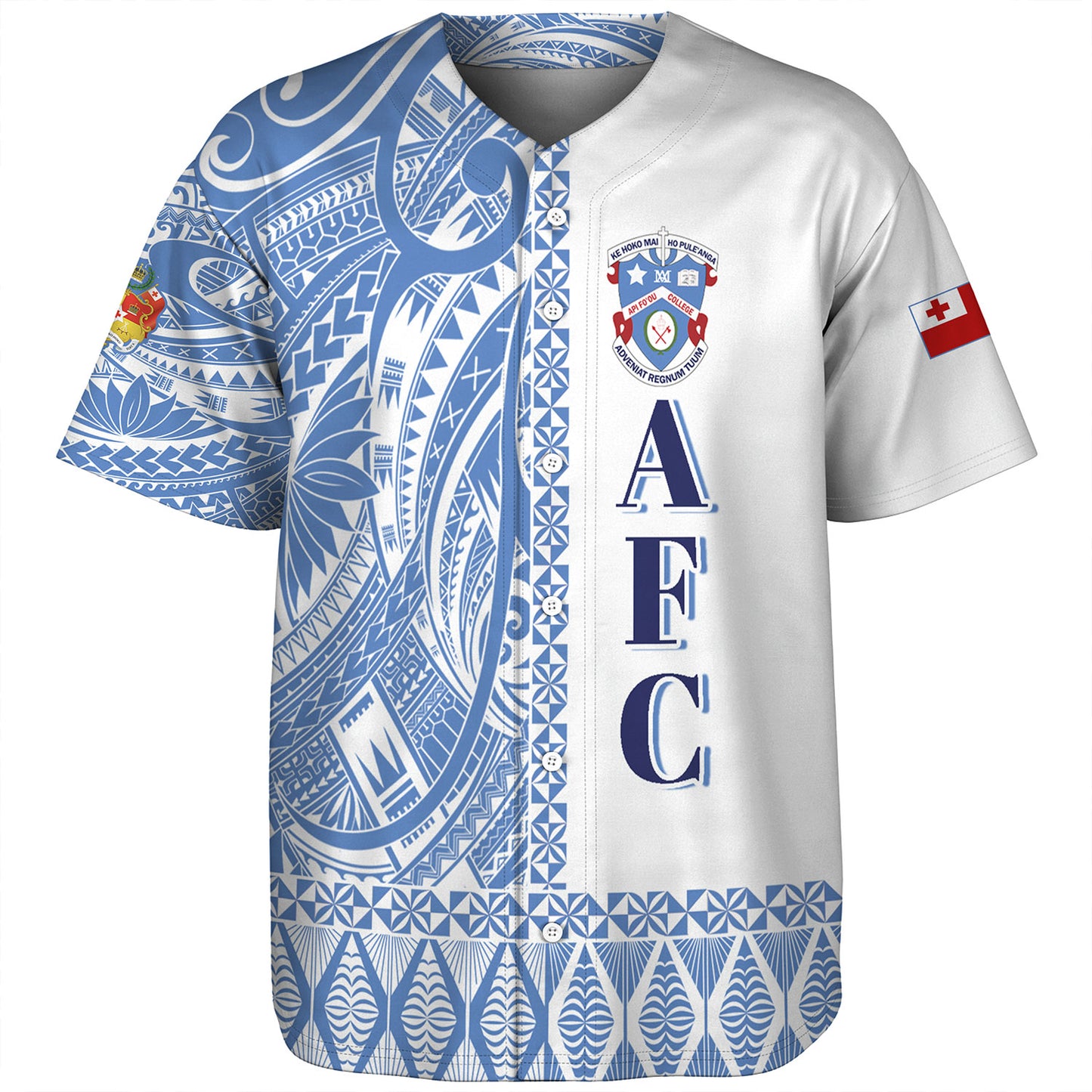 Tonga Custom Personalised Baseball Shirt Apifo'ou College Simple Ngatu Patterns