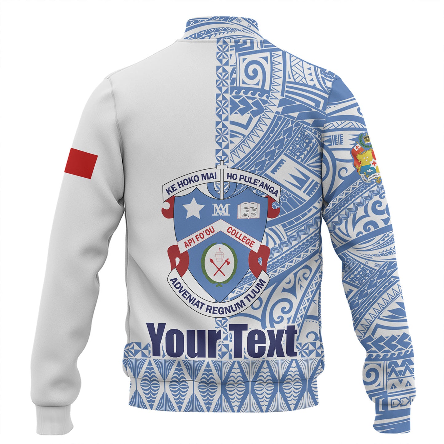 Tonga Custom Personalised Baseball Jacket Apifo'ou College Simple Ngatu Patterns