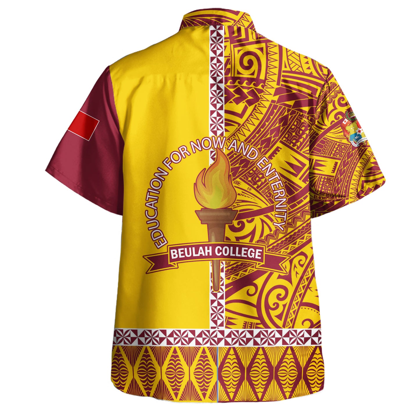 Tonga Custom Personalised Hawaiian Shirt Beulah College Simple Ngatu Patterns