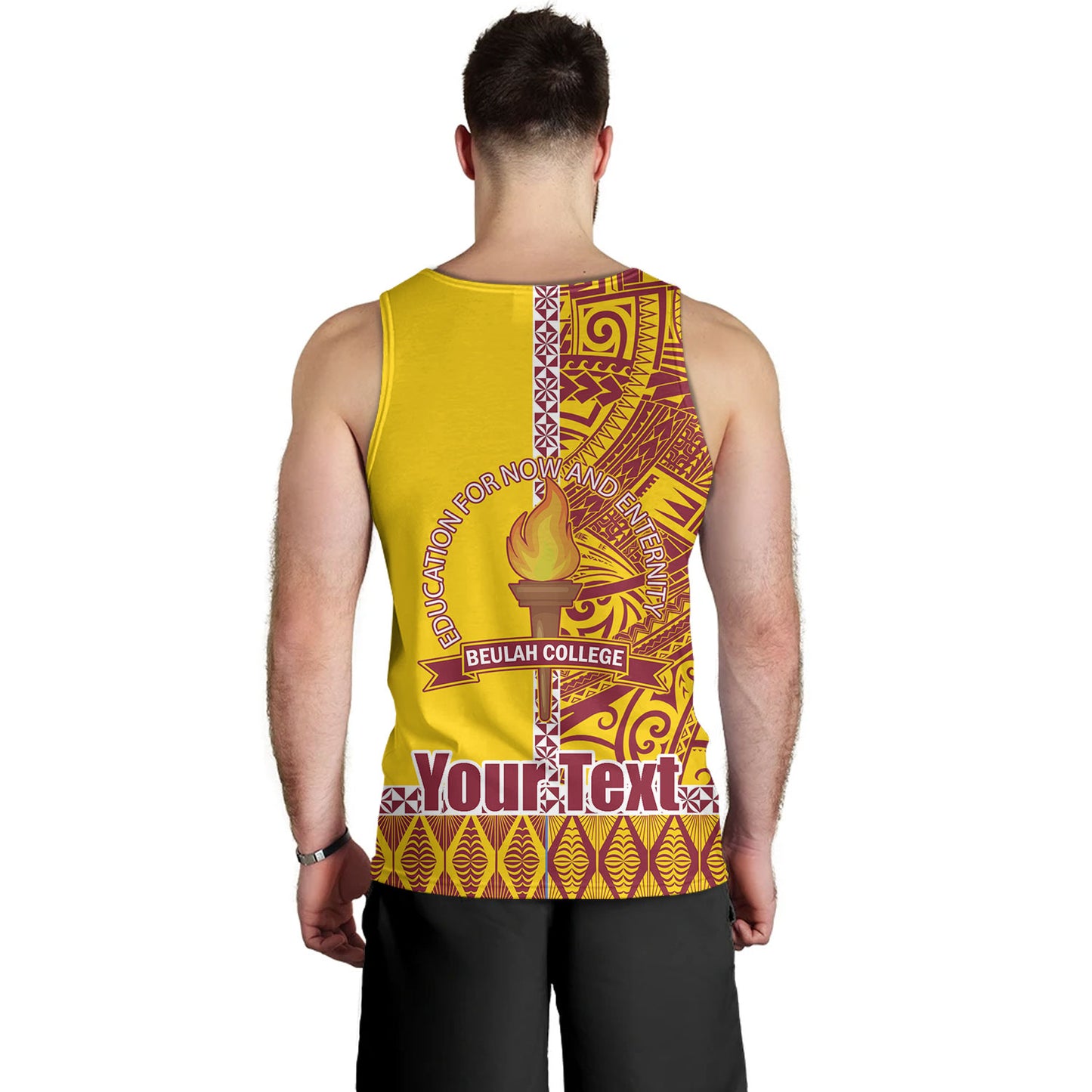 Tonga Custom Personalised Tank Top Beulah College Simple Ngatu Patterns