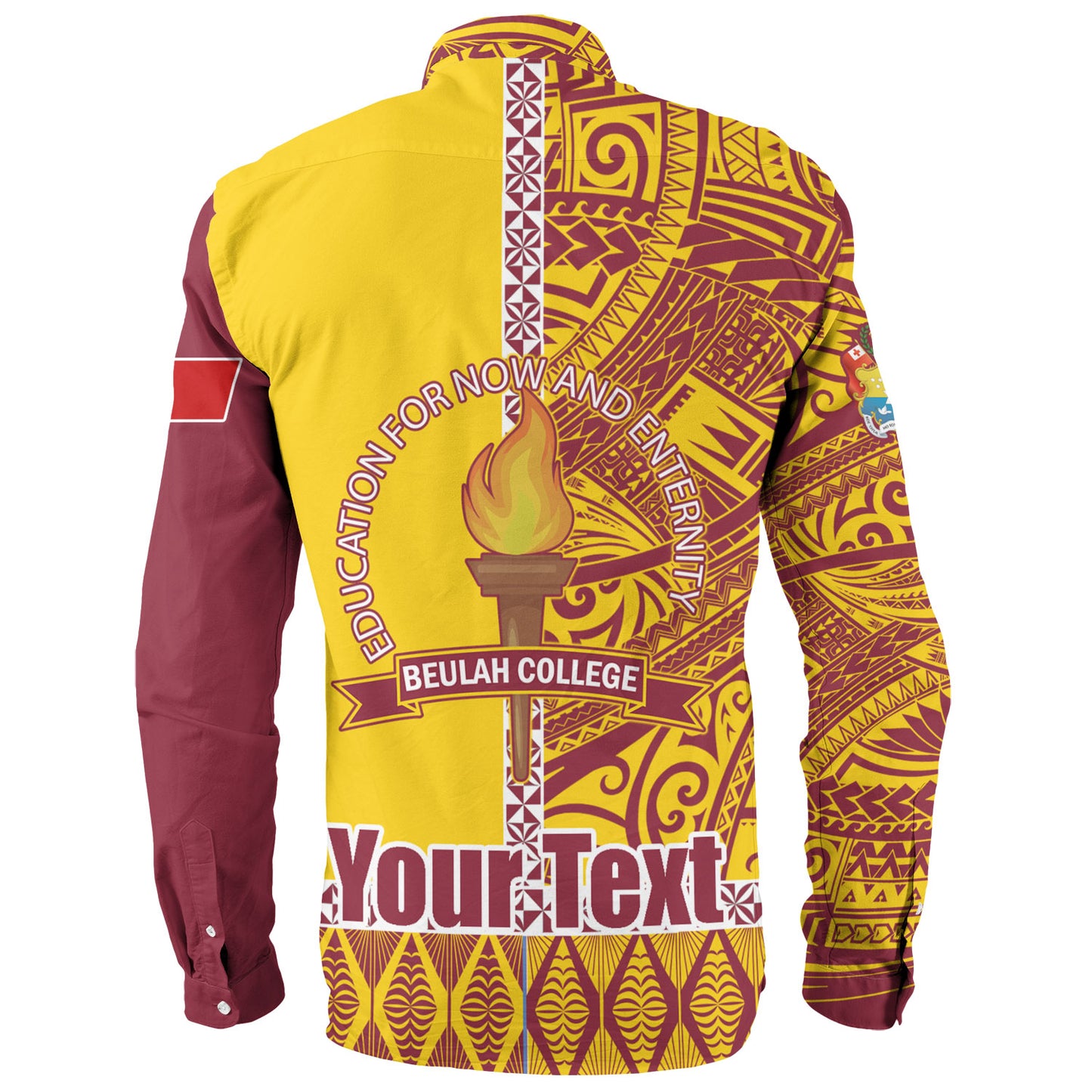 Tonga Custom Personalised Long Sleeve Shirt Beulah College Simple Ngatu Patterns