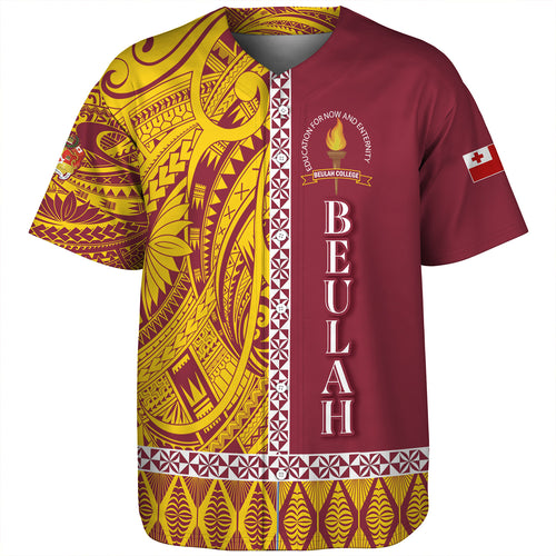 Tonga Custom Personalised Baseball Shirt Beulah College Simple Ngatu Patterns