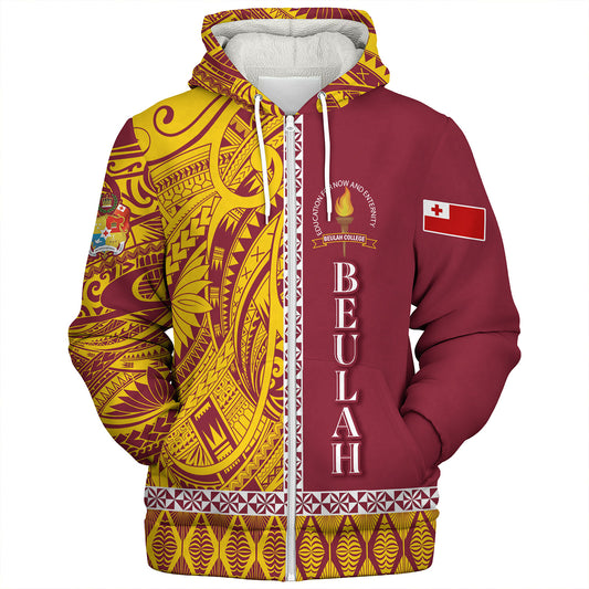 Tonga Custom Personalised Sherpa Hoodie Beulah College Simple Ngatu Patterns