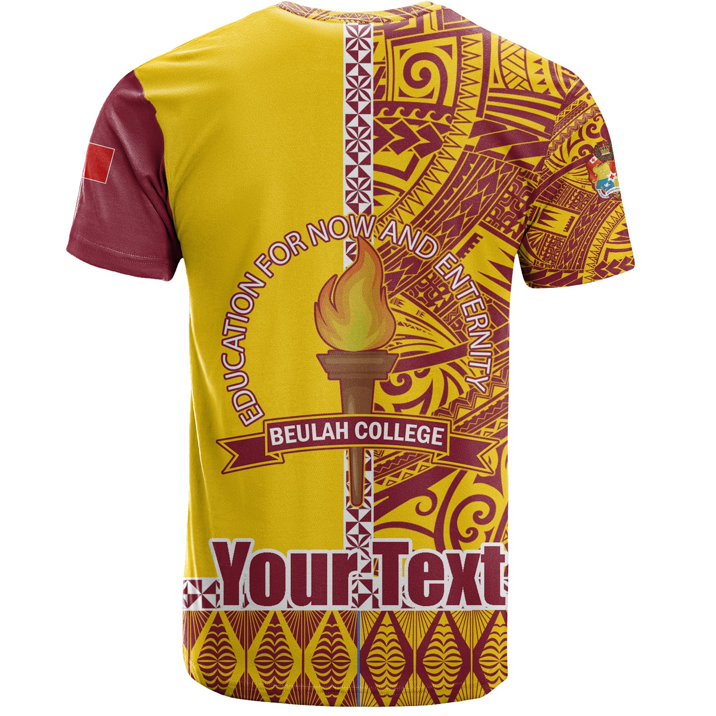 Tonga Custom Personalised T-Shirt Beulah College Simple Ngatu Patterns
