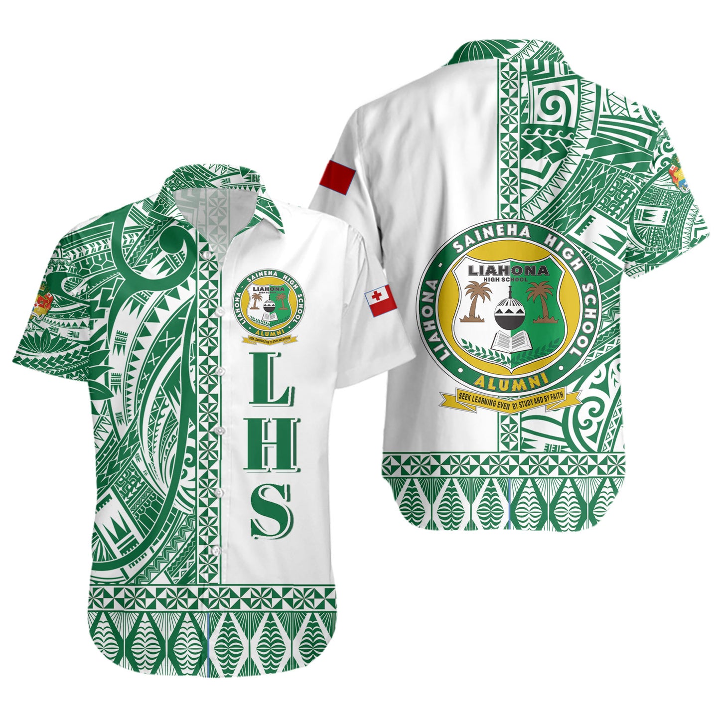 Tonga Custom Personalised Short Sleeve Shirt Liahona High School Simple Ngatu Patterns