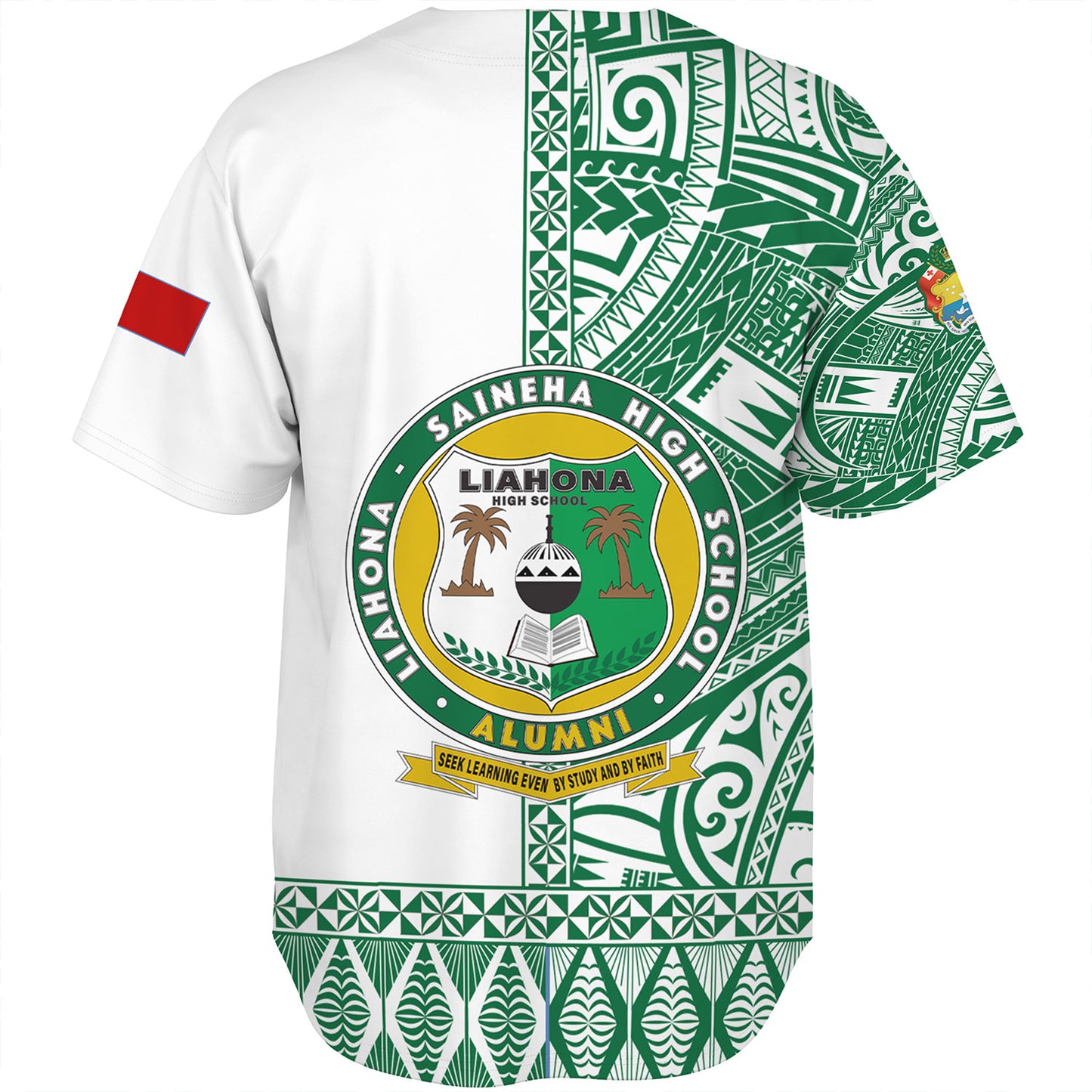 Tonga Custom Personalised Baseball Shirt Liahona High School Simple Ngatu Patterns