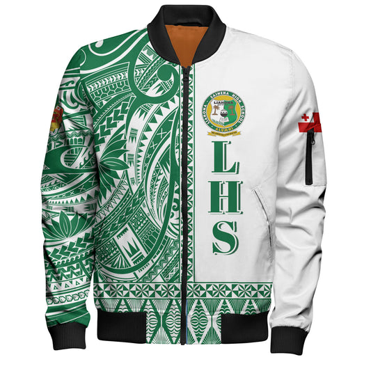 Tonga Custom Personalised Bomber Jacket Liahona High School Simple Ngatu Patterns