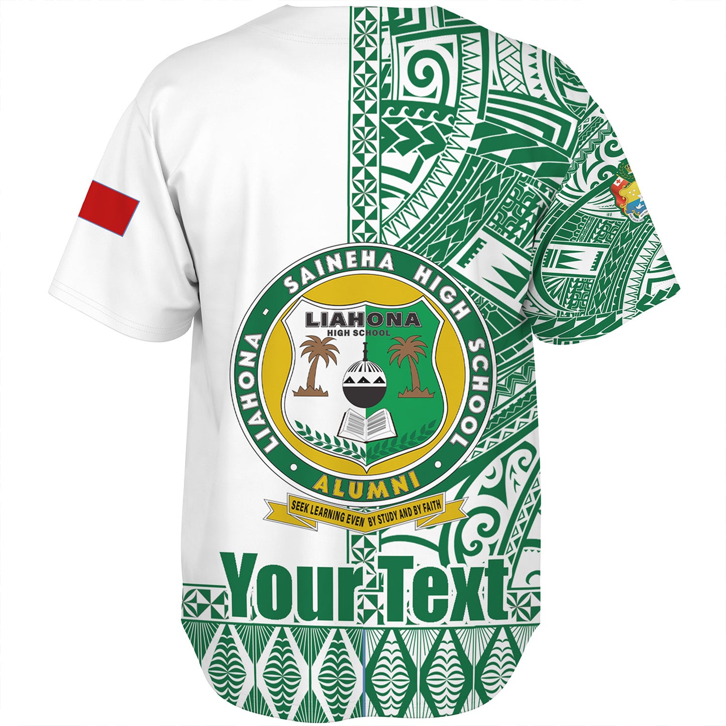 Tonga Custom Personalised Baseball Shirt Liahona High School Simple Ngatu Patterns