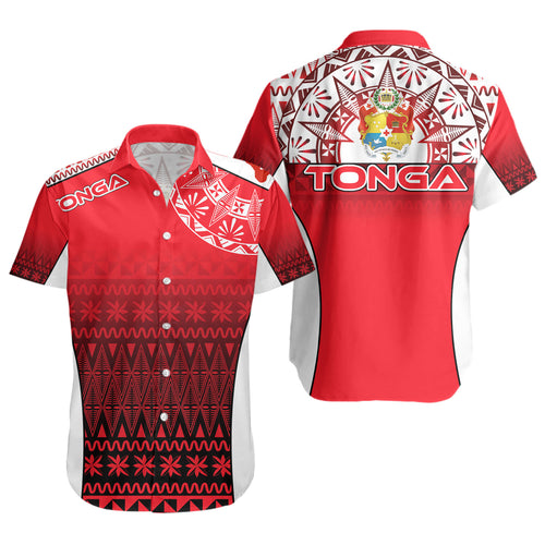 Tonga Custom Personalised Short Sleeve Shirt Map Tongan Ngatu Gradient Style