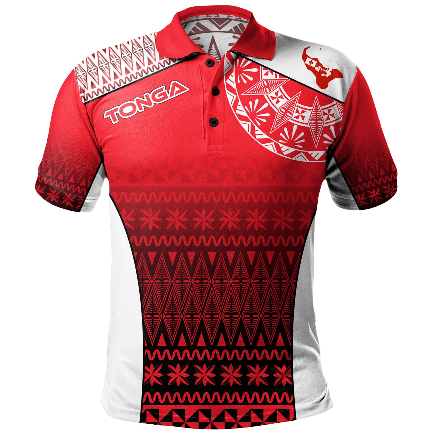 Tonga Custom Personalised Polo Shirt Map Tongan Ngatu Gradient Style