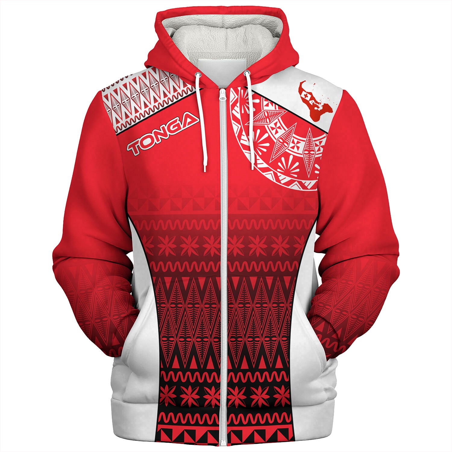 Tonga Custom Personalised Sherpa Hoodie Map Tongan Ngatu Gradient Style