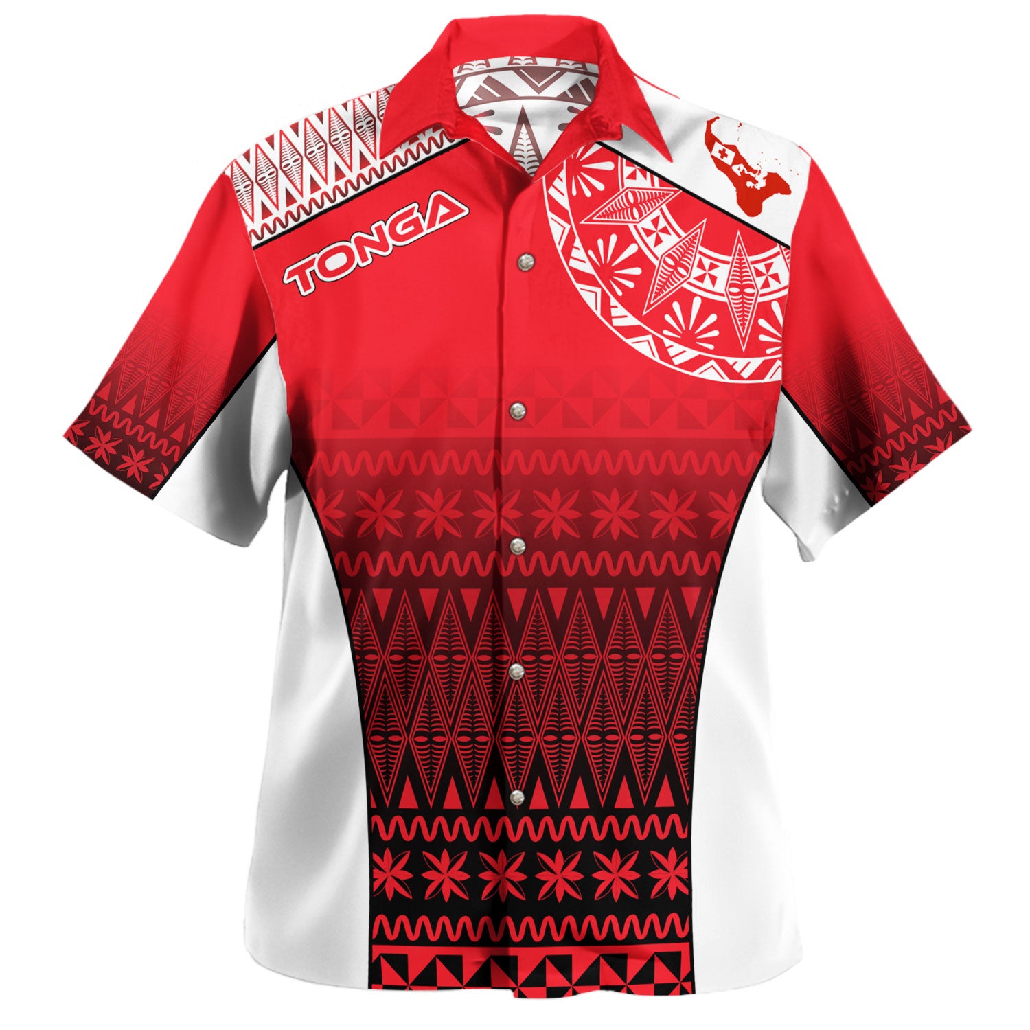 Tonga Custom Personalised Hawaiian Shirt Map Tongan Ngatu Gradient Style