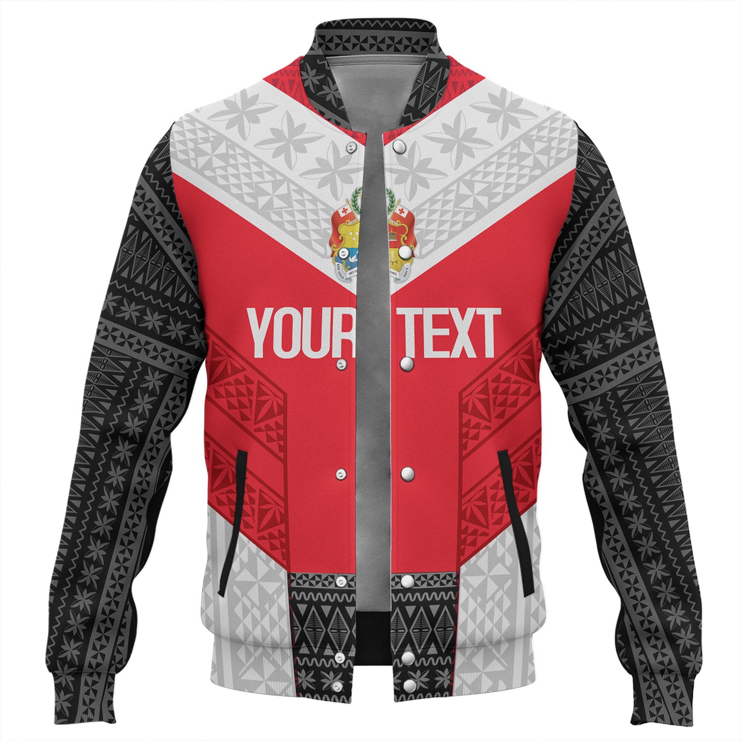 Tonga Custom Personalised Baseball Jacket Mate Ma'a Tonga Ngatu Patterns