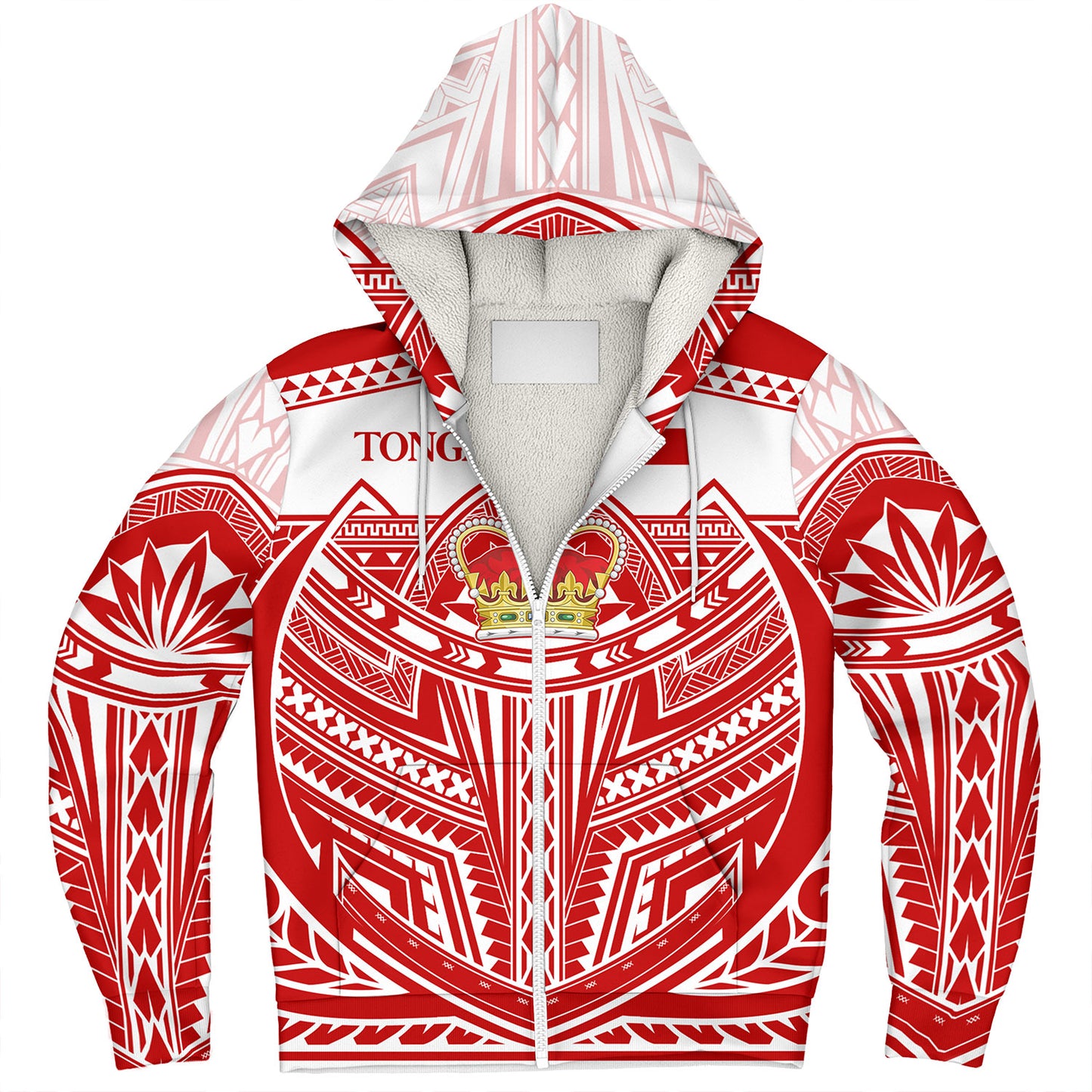 Tonga Sherpa Hoodie Seal Tribal Flag Color Design