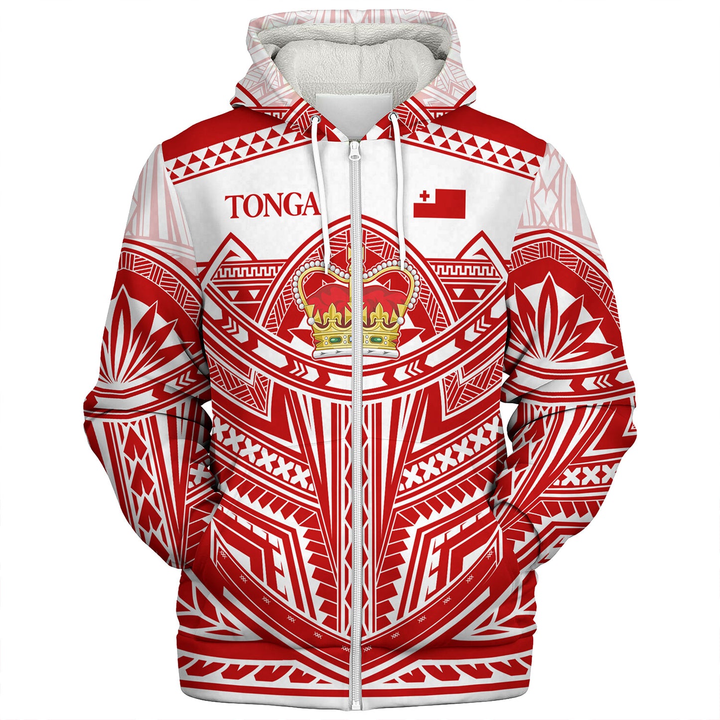 Tonga Sherpa Hoodie Seal Tribal Flag Color Design