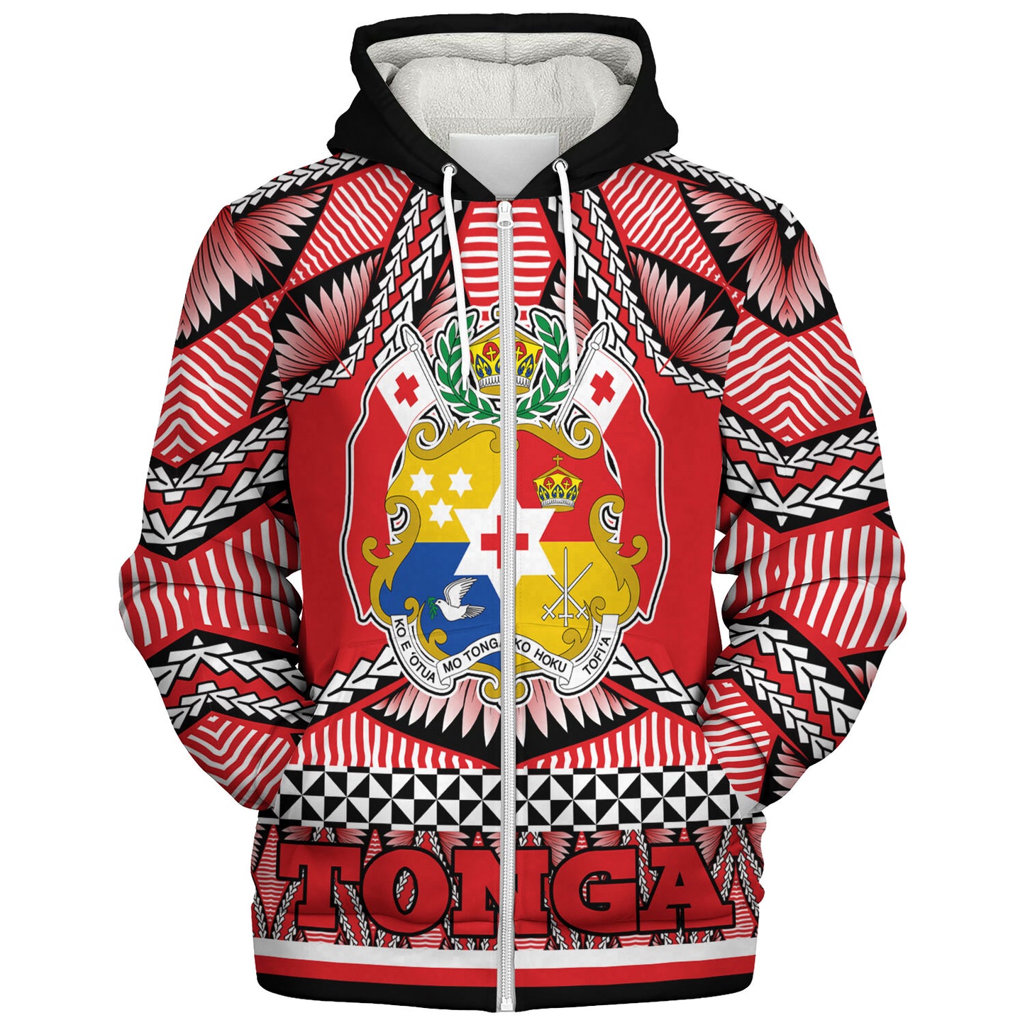Tonga Sherpa Hoodie Tonga Kingdom Tongan Ngatu Style