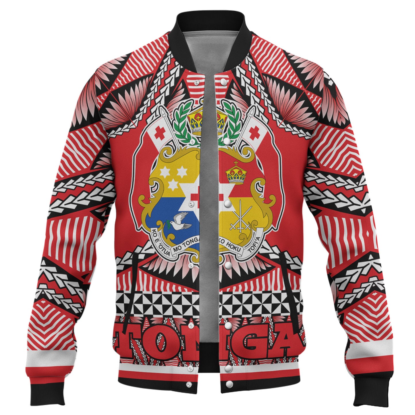 Tonga Baseball Jacket Tonga Kingdom Tongan Ngatu Style