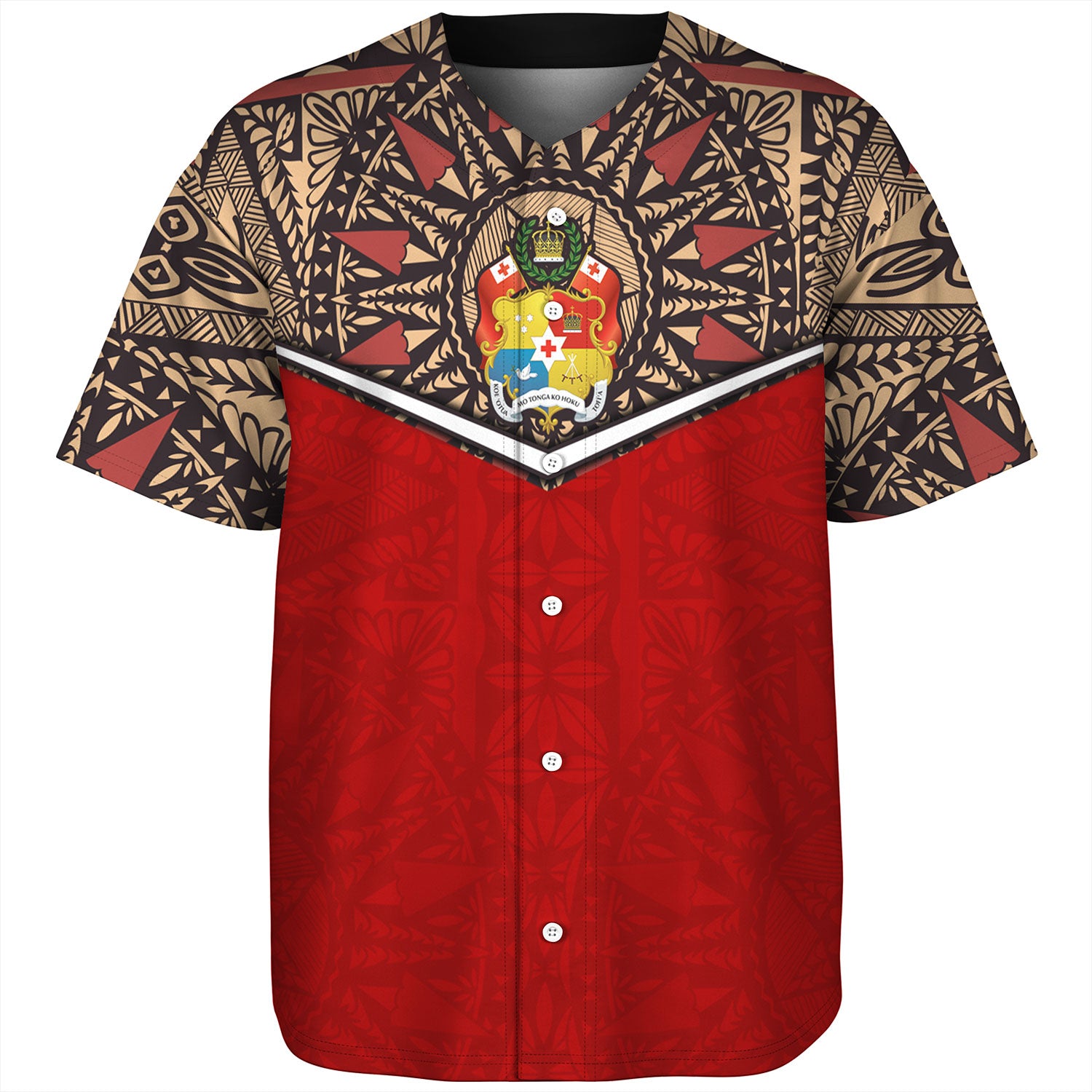 Tonga Baseball Shirt Tongan Ngatu Design