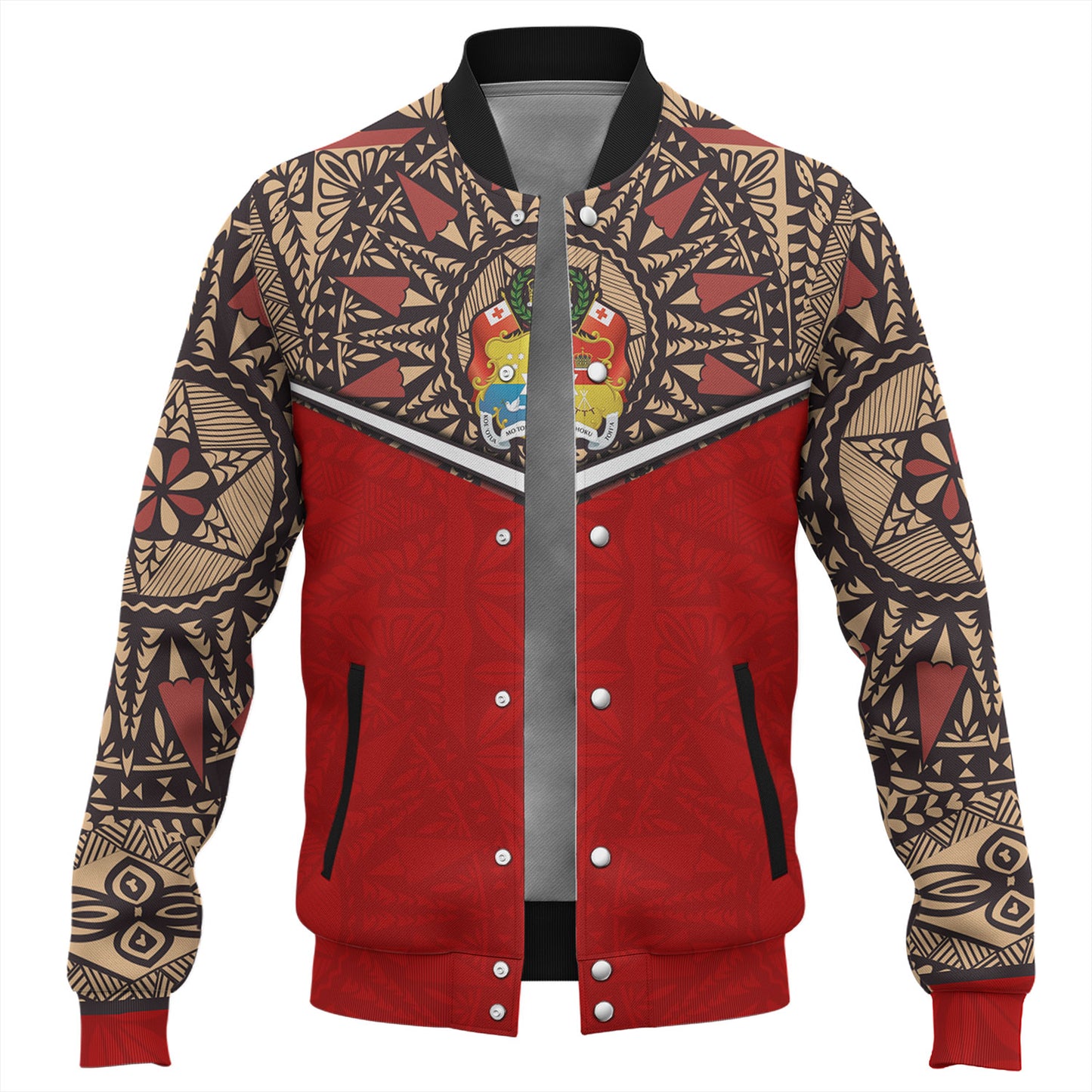 Tonga Baseball Jacket Tongan Ngatu Design