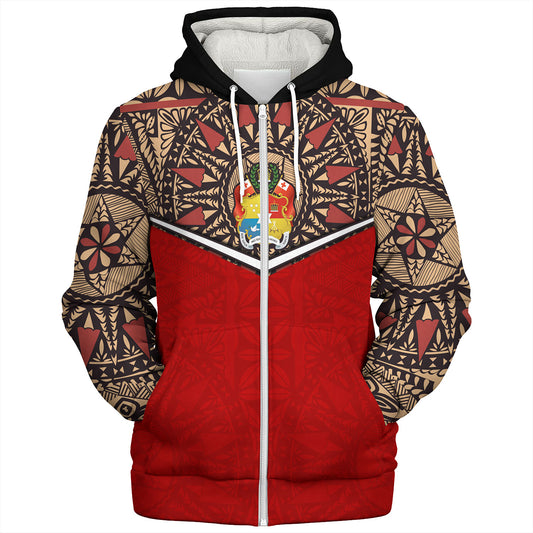 Tonga Sherpa Hoodie Tongan Ngatu Design
