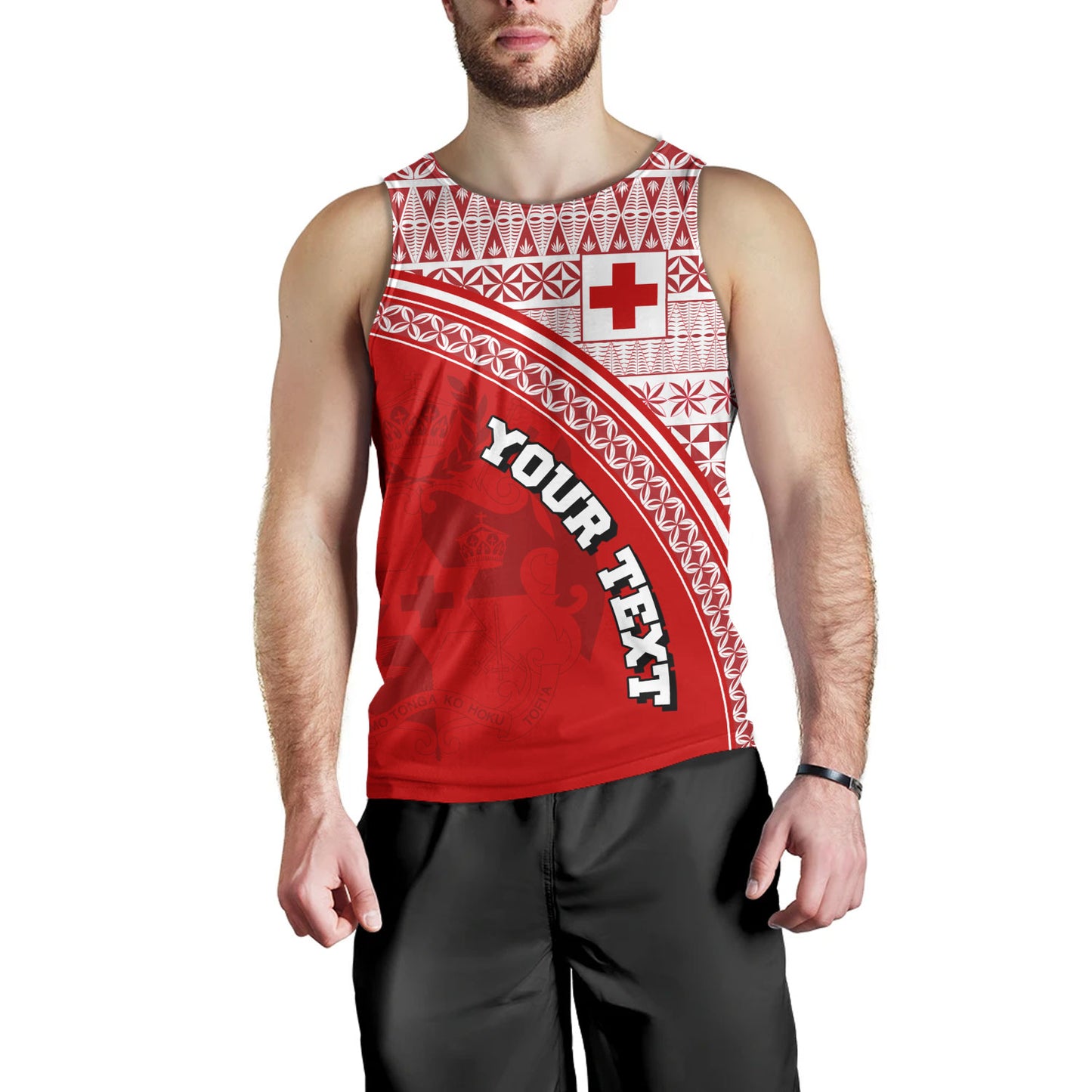 Tonga Custom Personalised Tank Top Tongan Ngatu Pattern Curve Style
