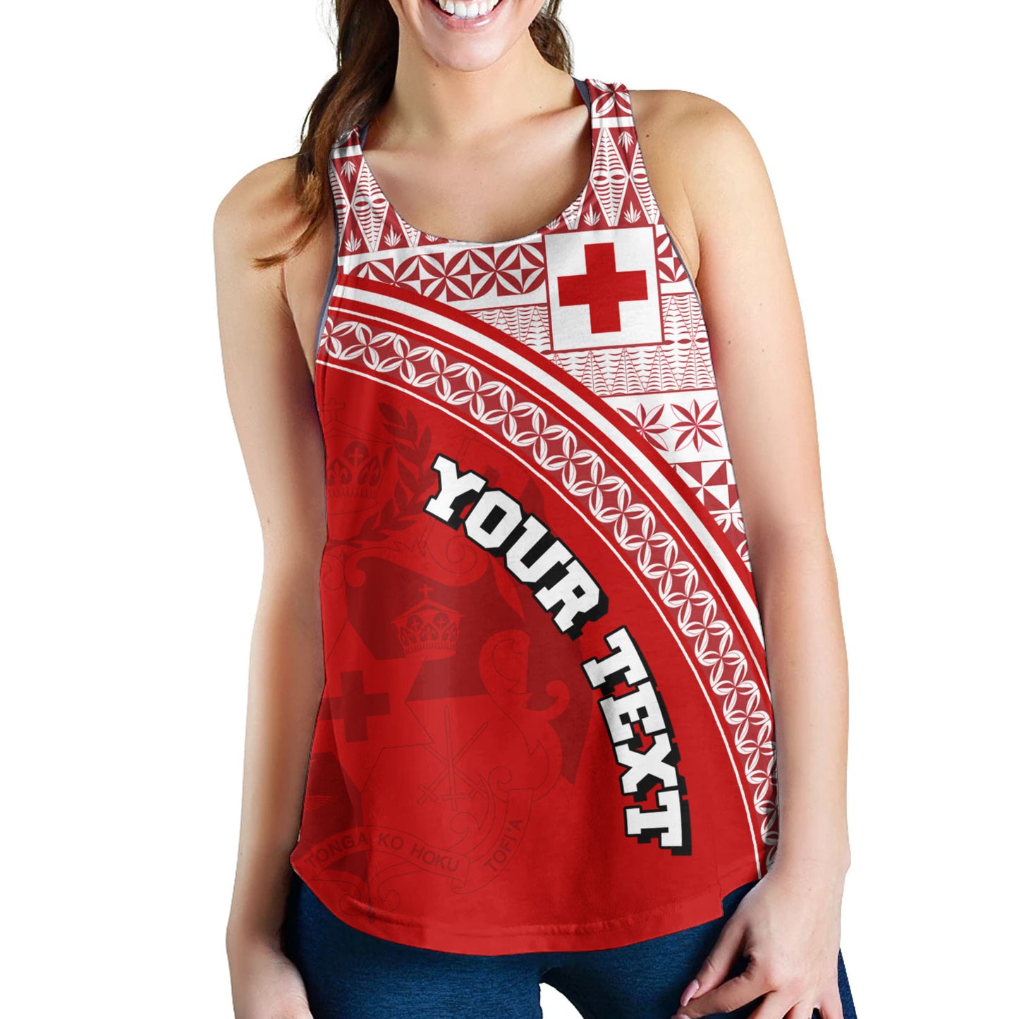 Tonga Custom Personalised Women Tank Tongan Ngatu Pattern Curve Style