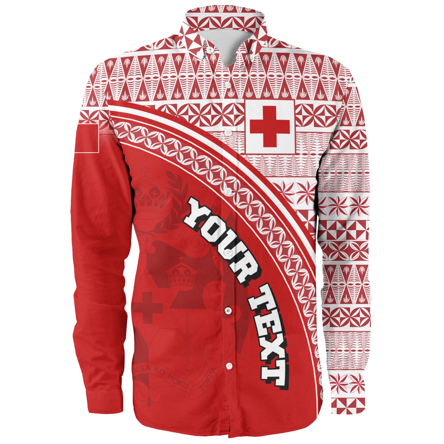 Tonga Custom Personalised Long Sleeve Shirt Tongan Ngatu Pattern Curve Style