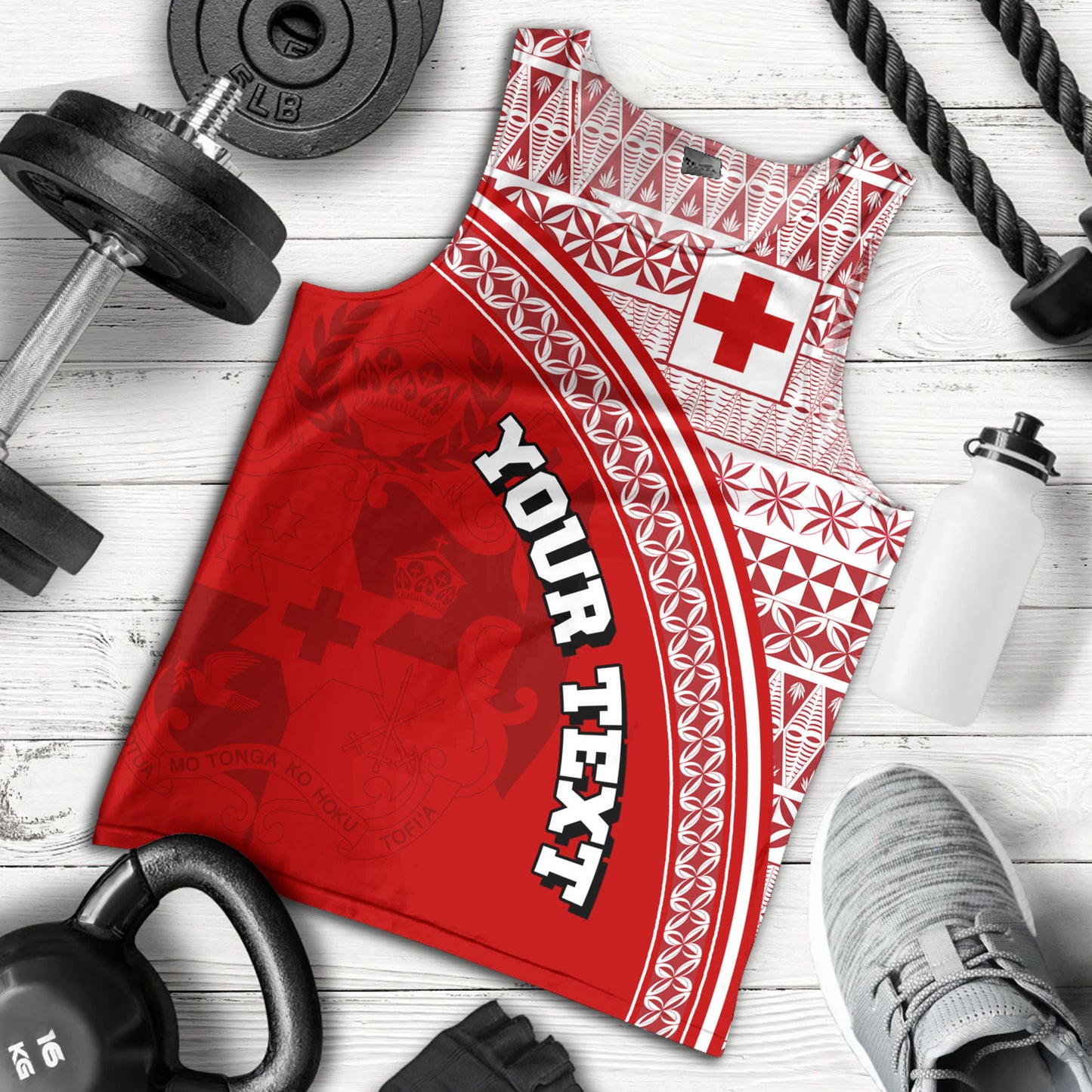 Tonga Custom Personalised Tank Top Tongan Ngatu Pattern Curve Style