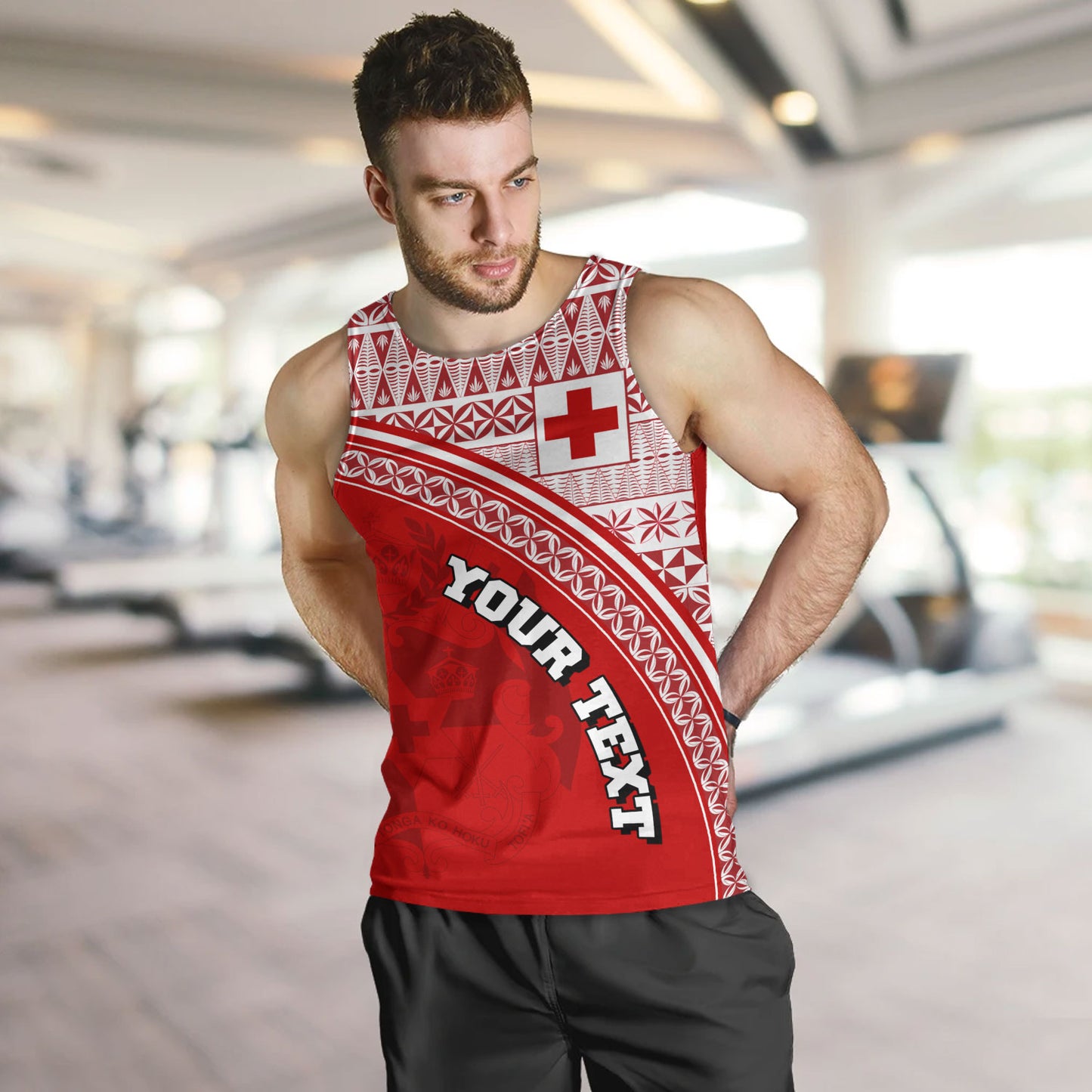 Tonga Custom Personalised Tank Top Tongan Ngatu Pattern Curve Style