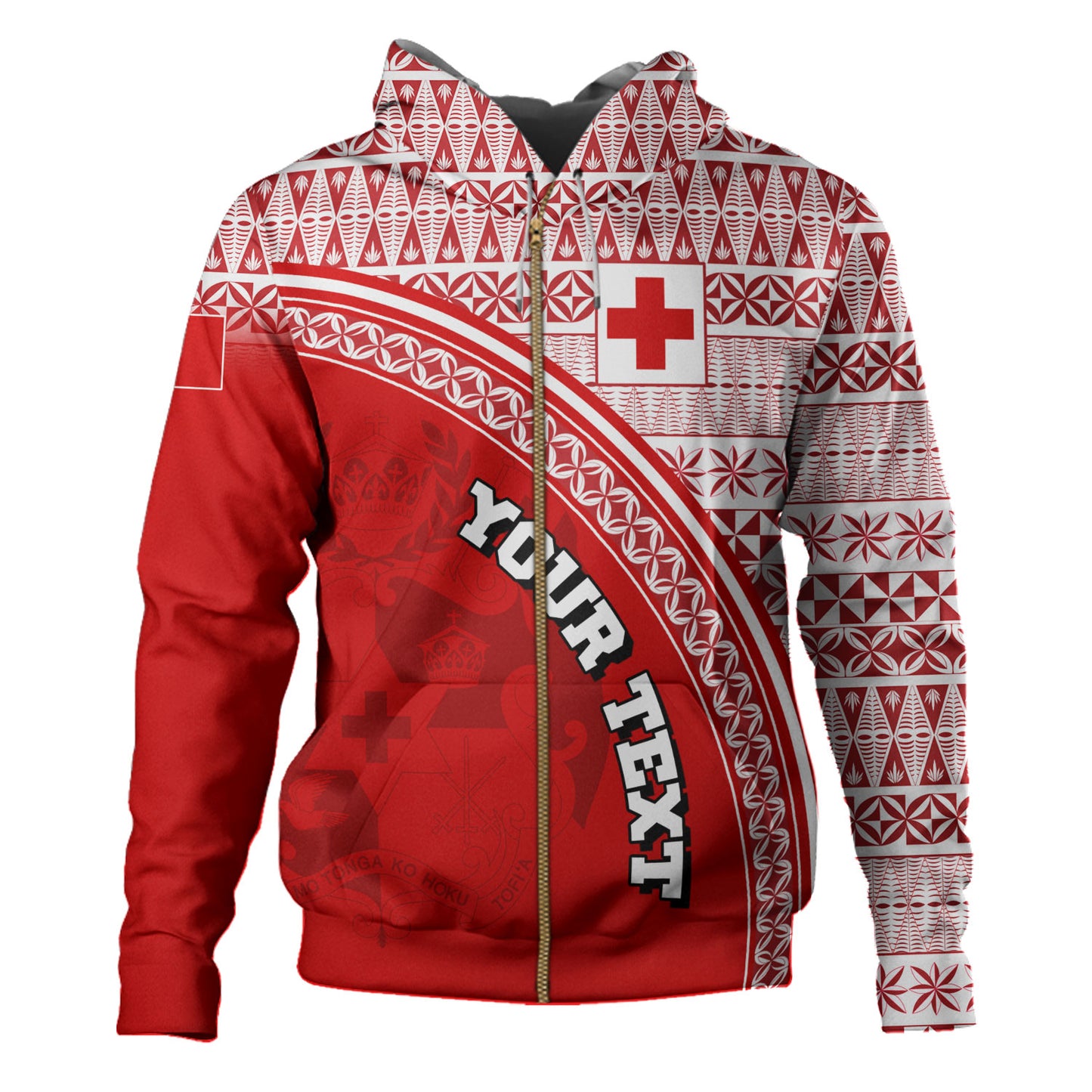 Tonga Custom Personalised Hoodie Tongan Ngatu Pattern Curve Style