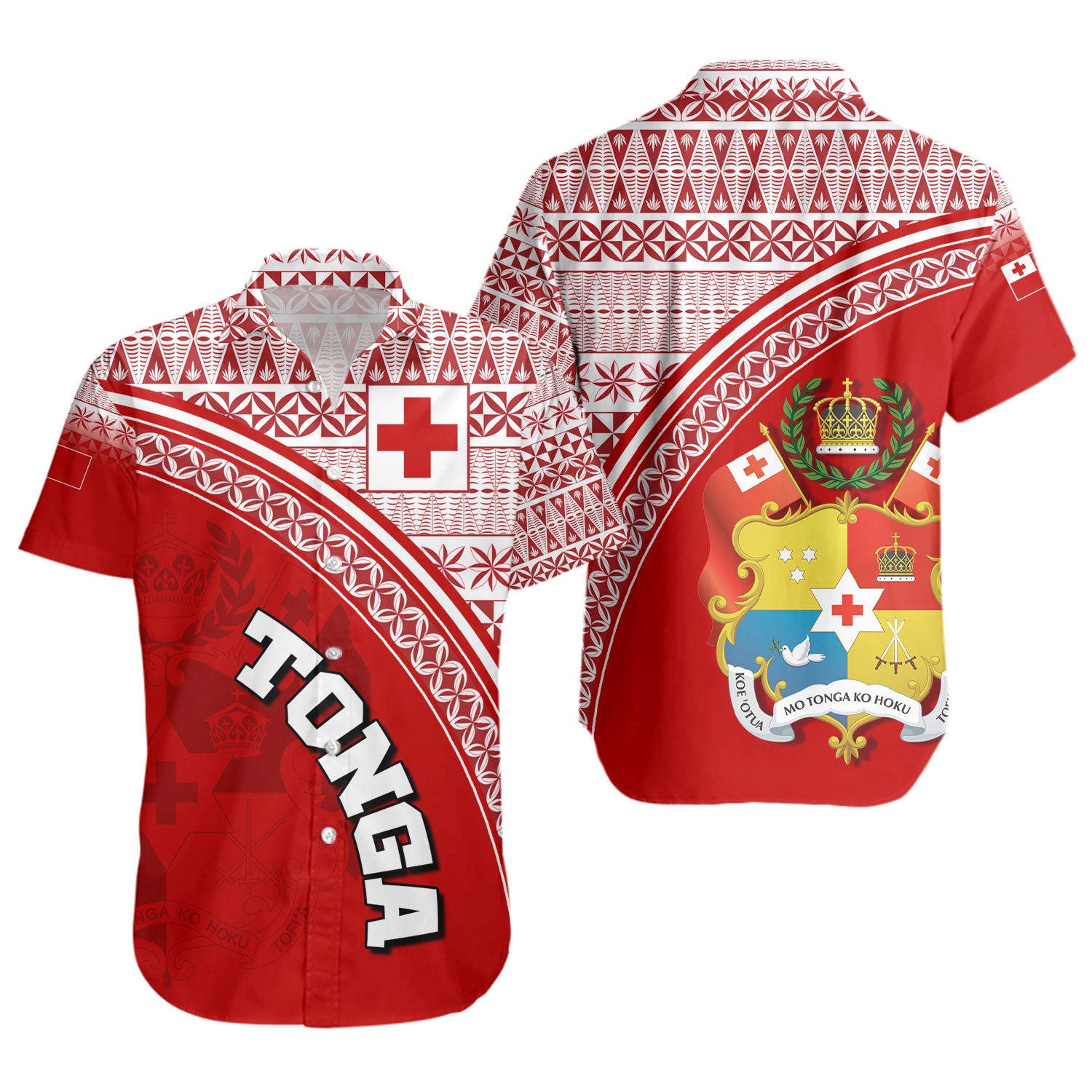 Tonga Custom Personalised Short Sleeve Shirt Tongan Ngatu Pattern Curve Style