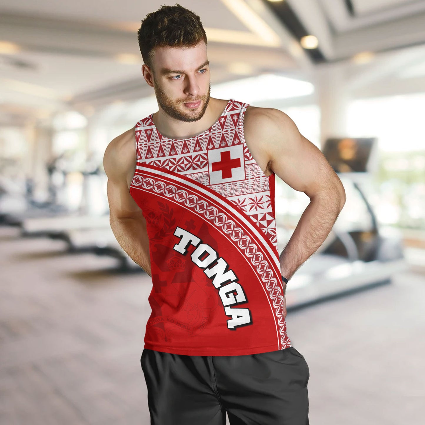 Tonga Custom Personalised Tank Top Tongan Ngatu Pattern Curve Style