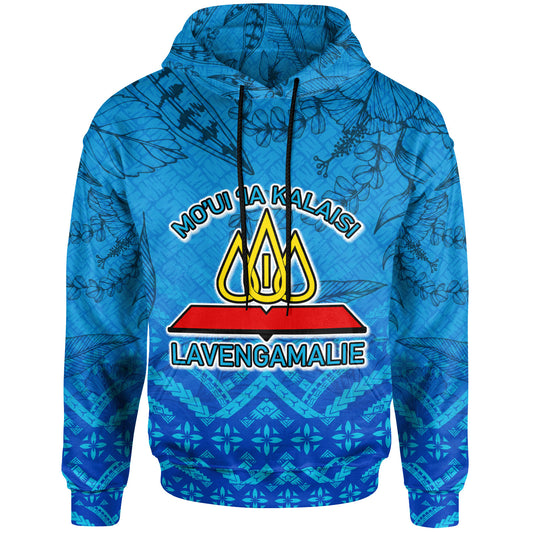Tonga Custom Personalised Hoodie - Lavengamalie College Logo With Tropical Flowers Hoodie