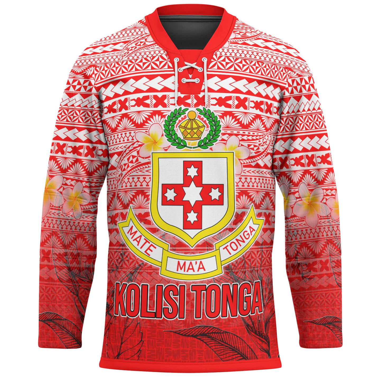 Tonga Custom Personalised Hockey Jersey - Kolisi Tonga With Tropical Flowers