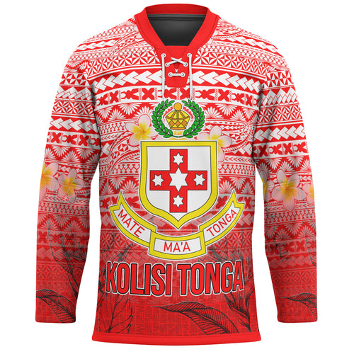 Tonga Custom Personalised Hockey Jersey - Kolisi Tonga With Tropical Flowers