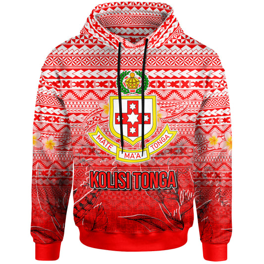 Tonga Custom Personalised Hoodie - Kolisi Tonga With Tropical Flowers