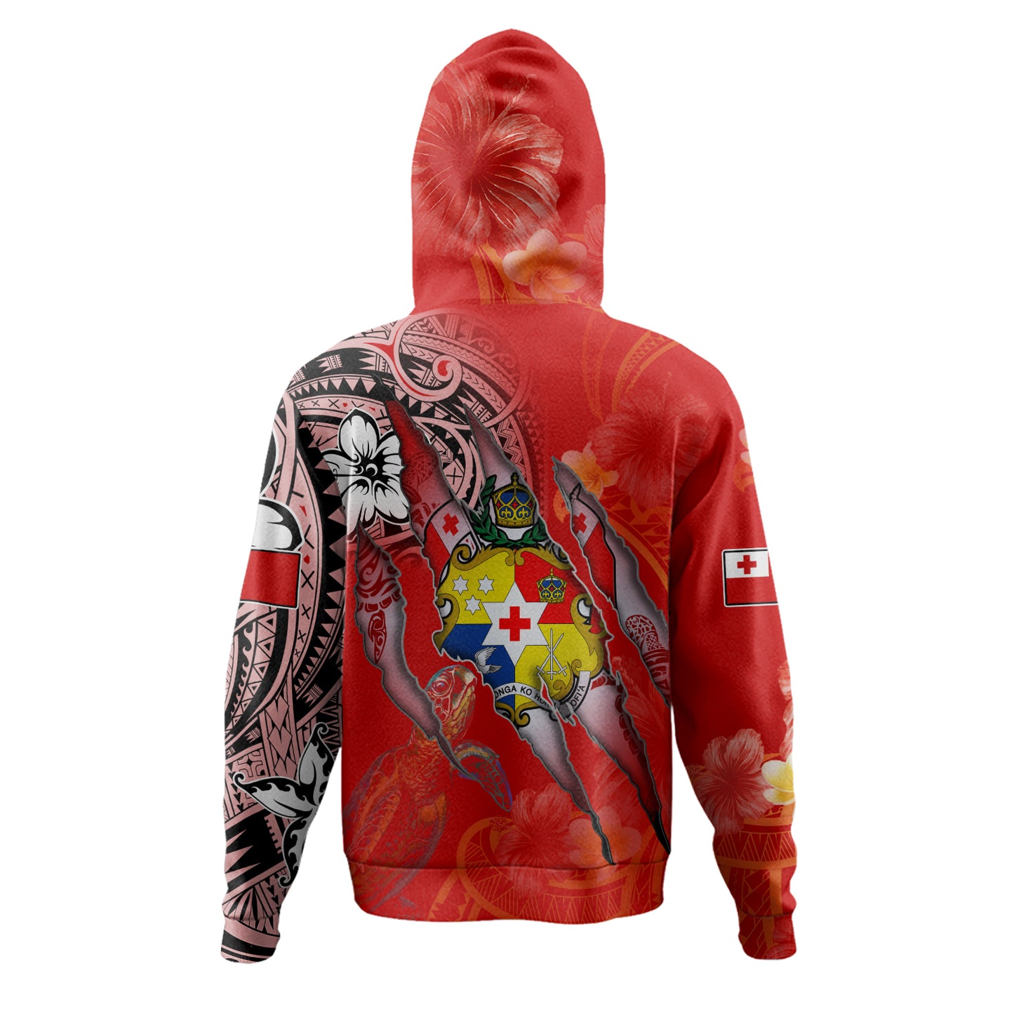 Tonga Hoodie Custom Tongan Blood Inside Me Polynesian Sleeve Tattoo Tropical Red