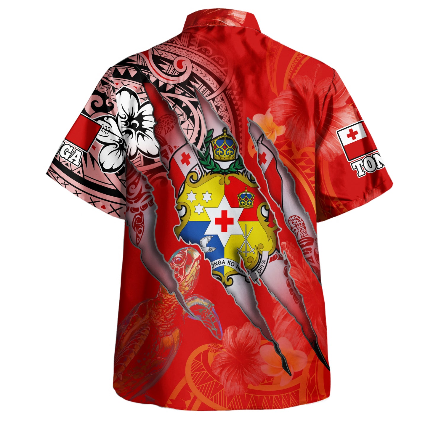 Tonga Hawaiian Shirt Custom Tongan Blood Inside Me Polynesian Sleeve Tattoo Tropical Red