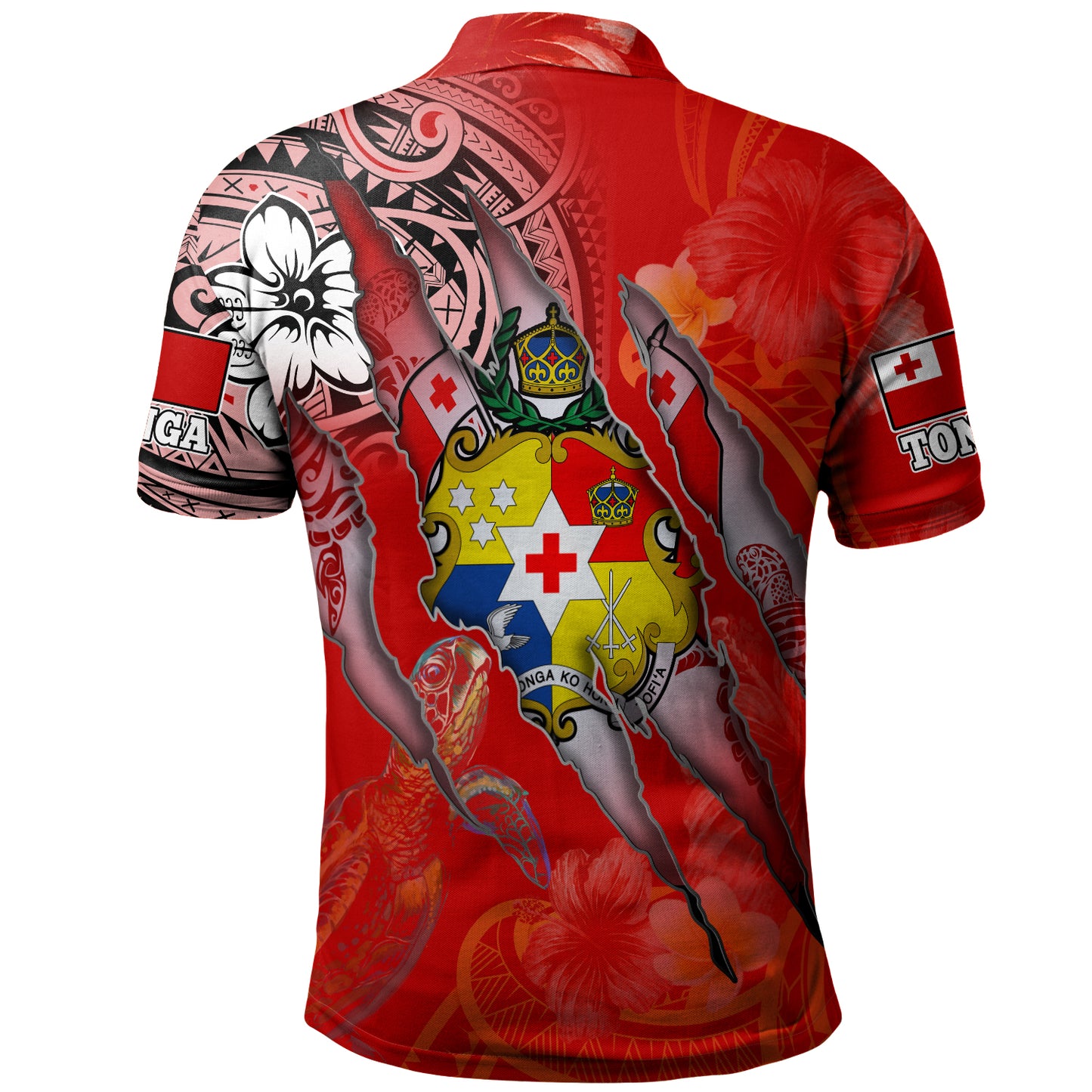 Tonga Polo Shirt Custom Tongan Blood Inside Me Polynesian Sleeve Tattoo Tropical Red